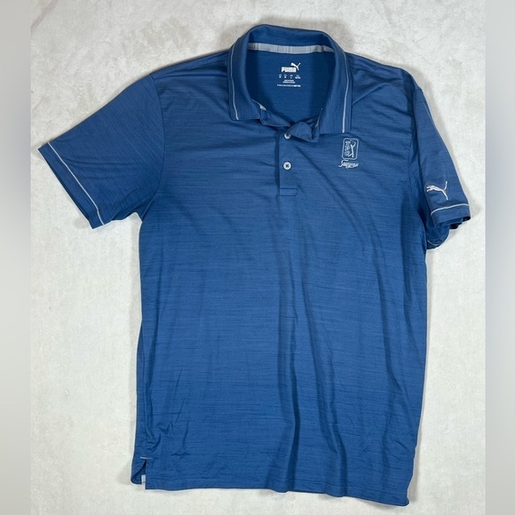 Puma Men's TPC Sawgrass Size Medium Blue Polo Golf Shirt - Picture 1 of 9